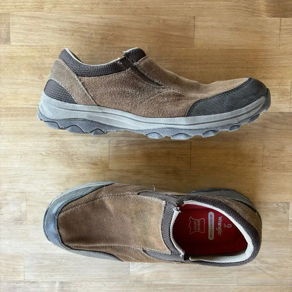 Wrangler Rugged Brown Suede Leather Slip On Loafer Memory Foam Shoes Mens 9 - Picture 5 of 8